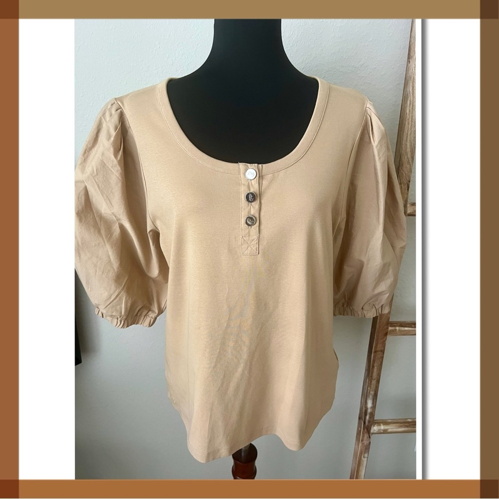 NWT RALPH LAUREN TAN SS TOP SZ XL
